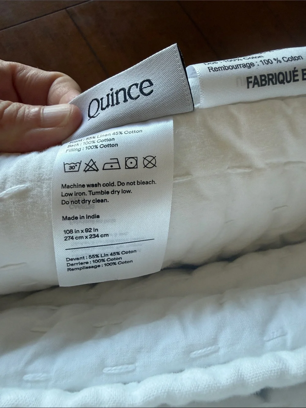 🤍 NWOT Quince European Linen Cotton Stitch Quilt King/Cal King White NWOT (2)